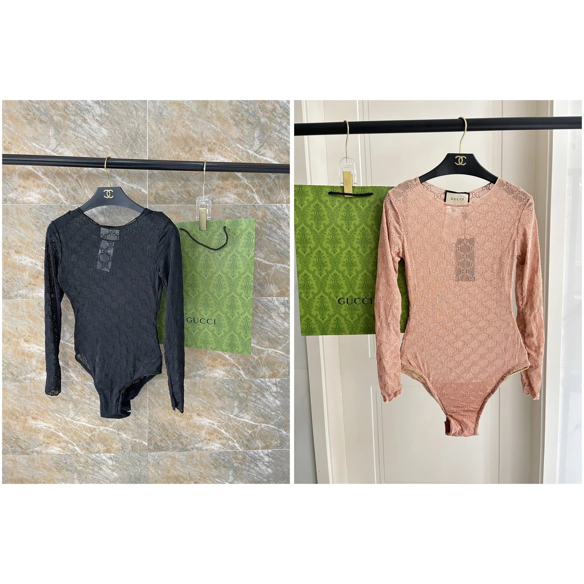 Gucci GG Supreme Sheer Long-Sleeve Bodysuit [2 styles] | 7757317626
